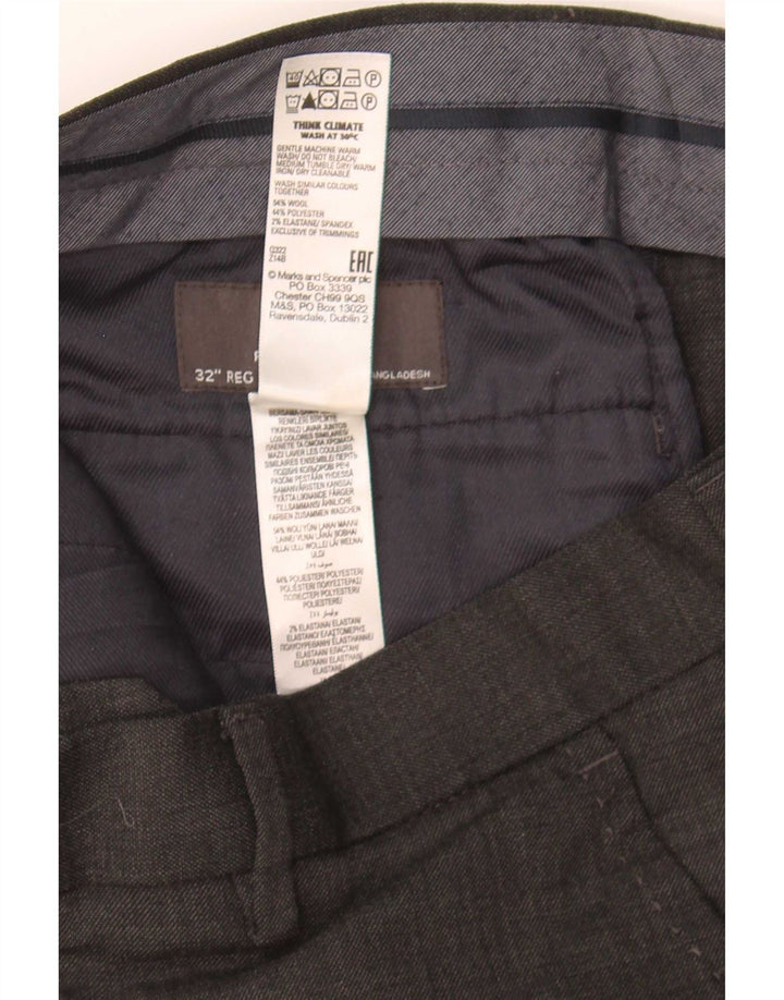 Marks & Spencer Mens Regular Fit Suit Trousers W32 L31 Grey Wool