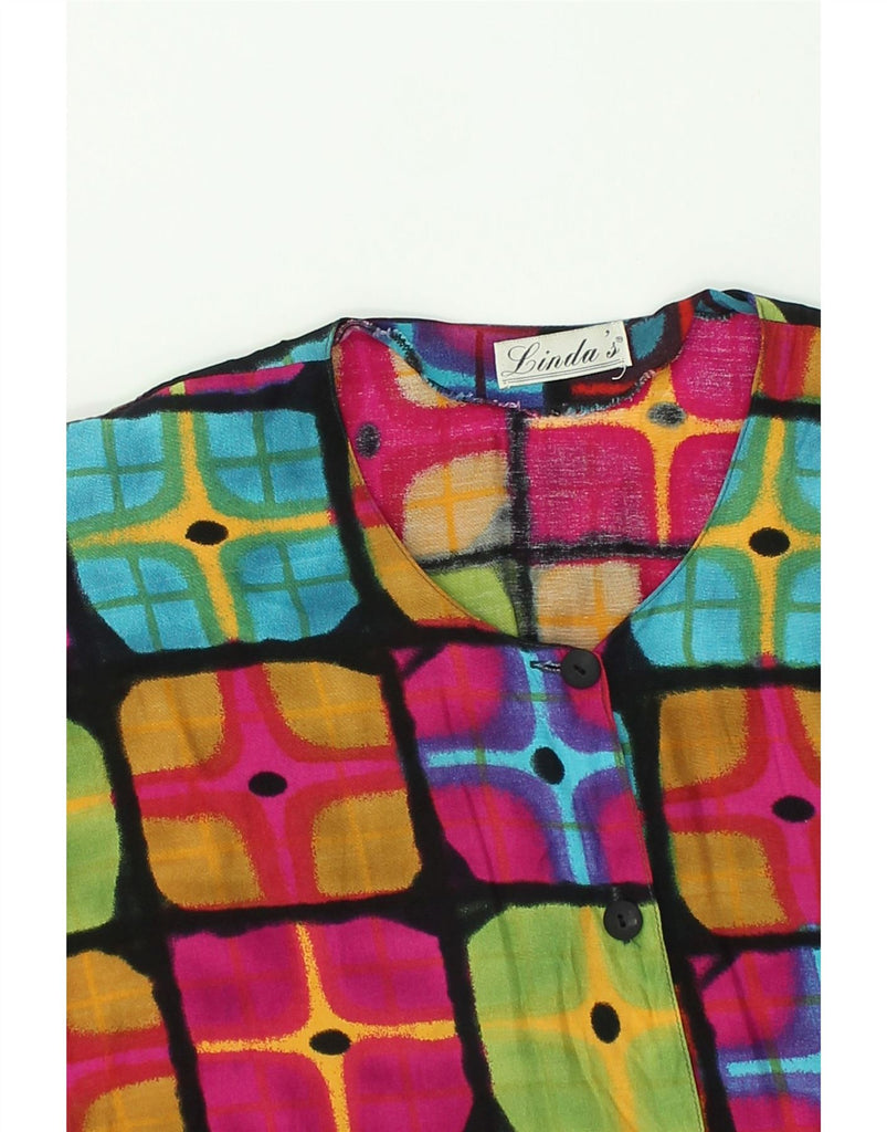 LINDA'S Womens Short Sleeve Shirt Blouse UK 16 Large Multicoloured Viscose | Vintage Linda's | Thrift | Second-Hand Linda's | Used Clothing | Messina Hembry 