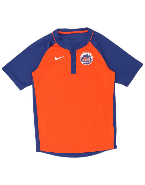 Nike Mens New York Mets T-Shirt Top Small Orange Colourblock Polyester