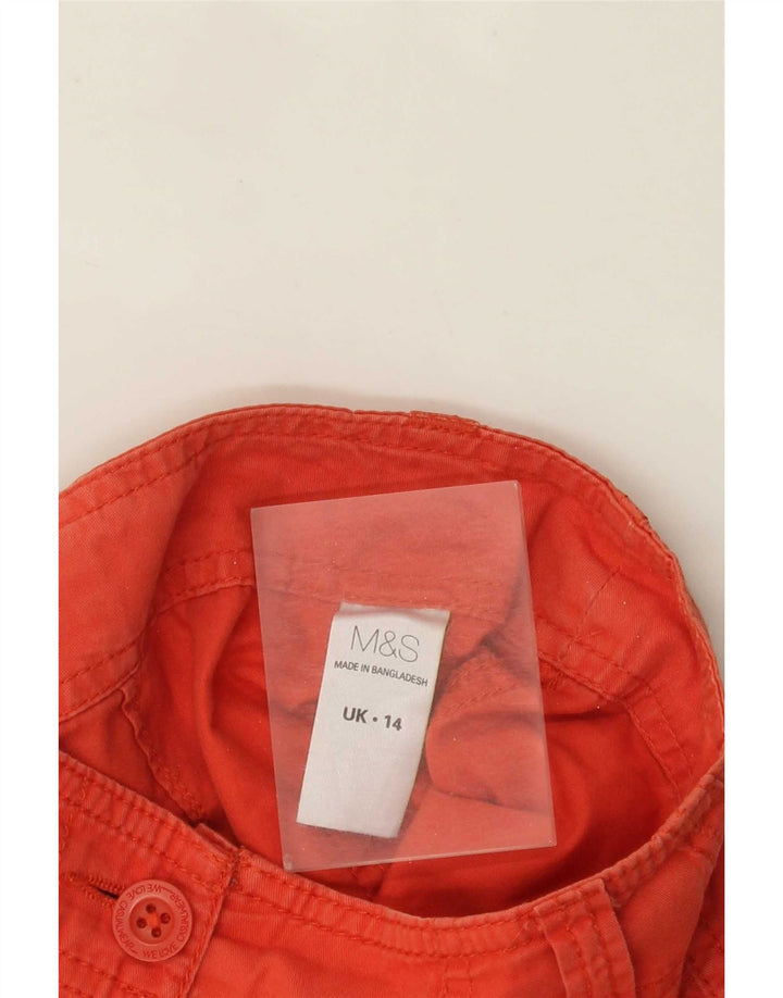 Marks & Spencer Womens Cargo Shorts UK 14 Large W34 Orange Cotton