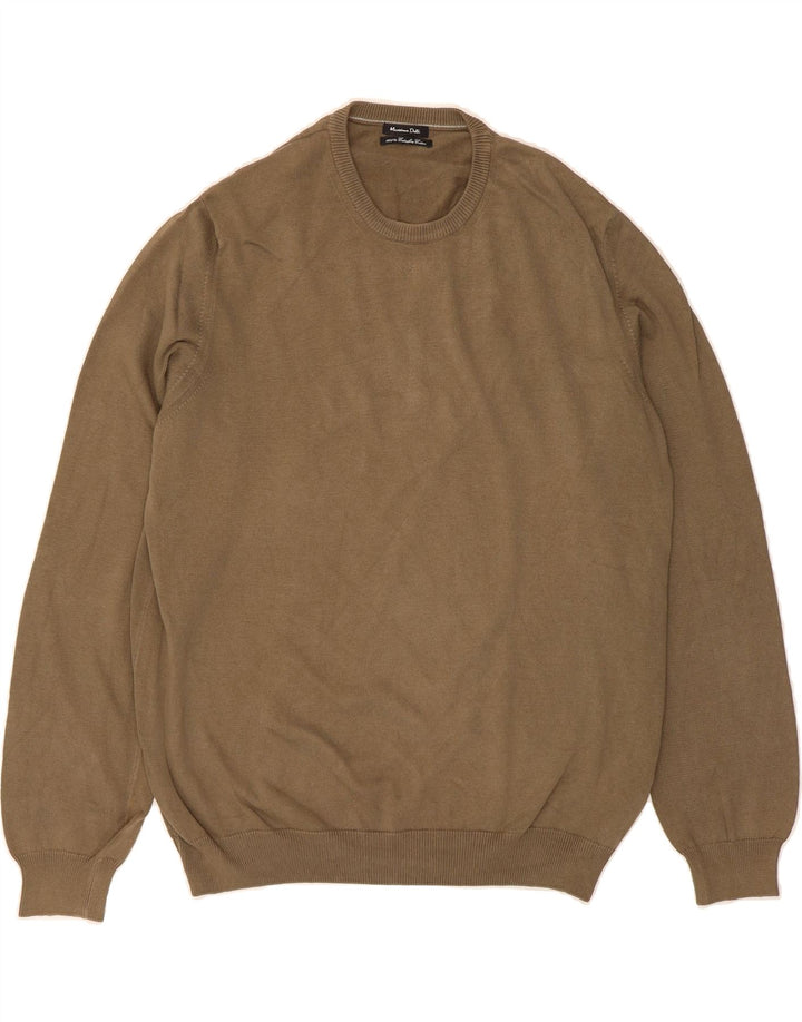 MASSIMO DUTTI Mens Crew Neck Jumper Sweater Large Brown Cotton Vintage Massimo Dutti and Second-Hand Massimo Dutti from Messina Hembry 