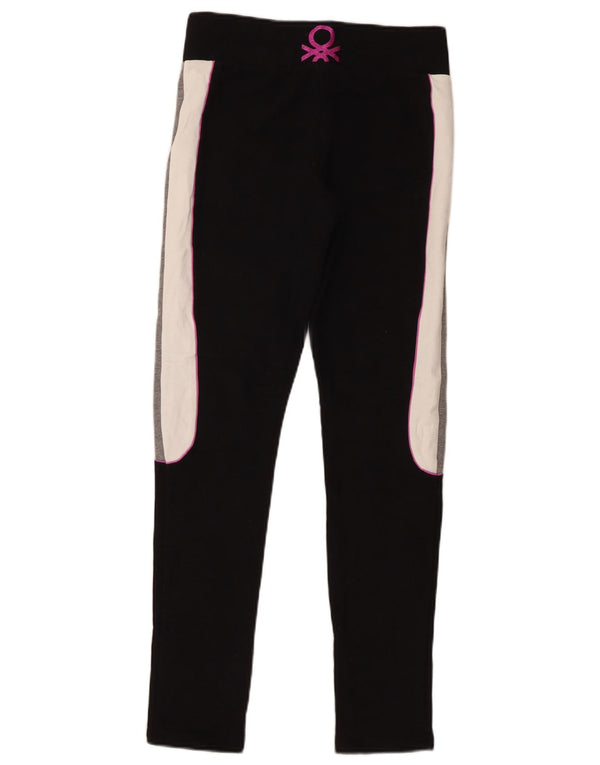 Benetton Womens Graphic Leggings UK 14 Medium Black Colourblock
