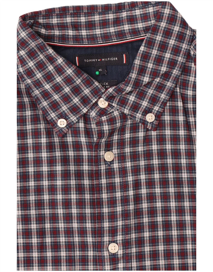 Tommy Hilfiger Mens Regular Fit Shirt XL Navy Blue Check Cotton