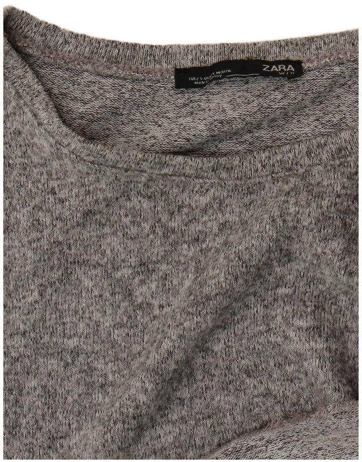 Zara Womens Oversized Top Long Sleeve UK 10 Small Grey Flecked