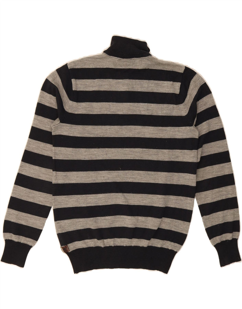 TIMBERLAND Mens Regular Fit Zip Neck Jumper Sweater Medium Grey Striped Vintage Timberland and Second-Hand Timberland from Messina Hembry 