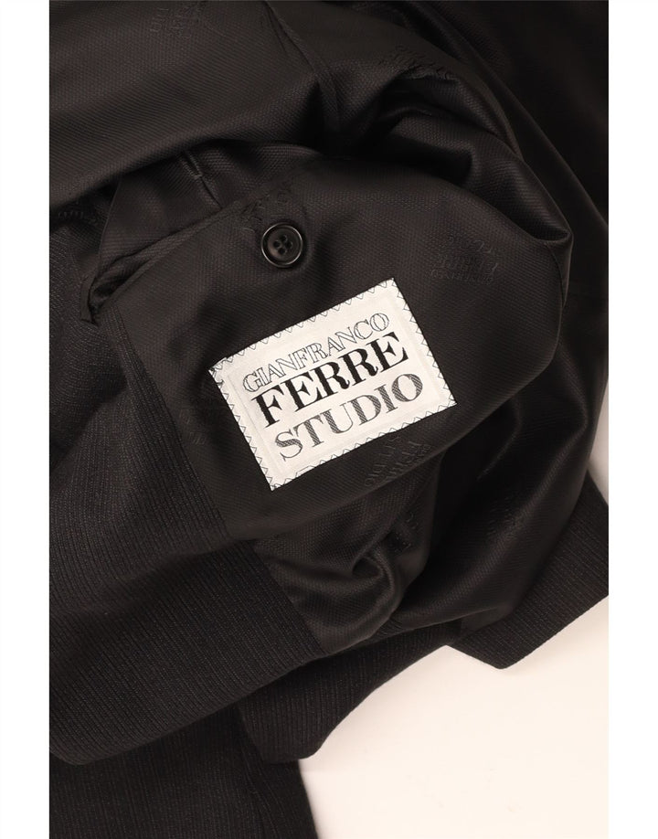 GIANFRANCO FERRE Mens 3 Button Blazer Jacket UK 38 Medium Black Pinstripe