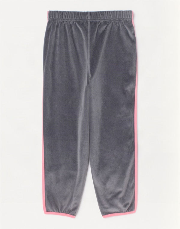 Adidas Girls Velour Tracksuit Trousers Joggers 5-6 Years Grey