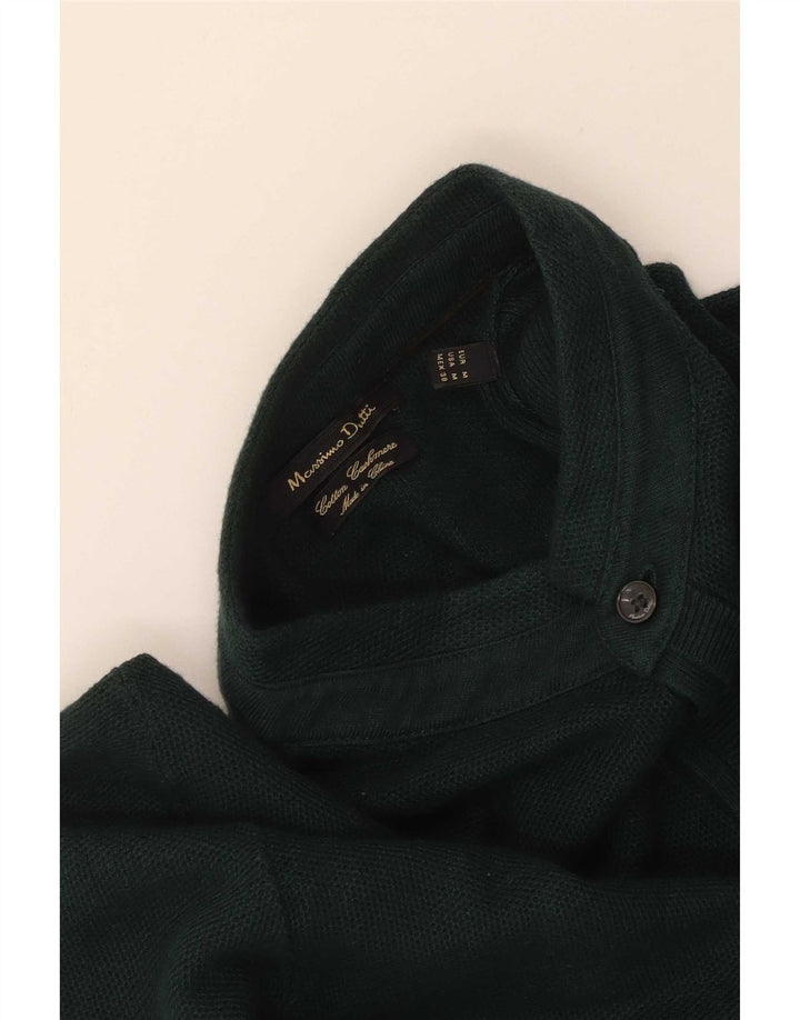 Massimo Dutti Mens Button Neck Jumper Sweater Medium Green