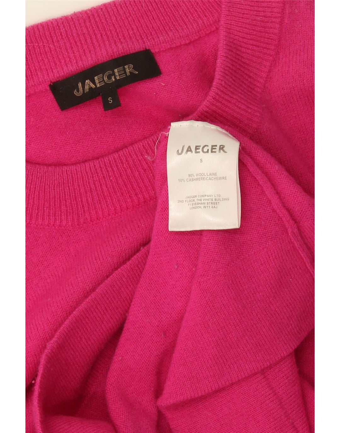 Jaeger Womens Crew Neck Jumper Sweater UK 10 Small Pink Wool