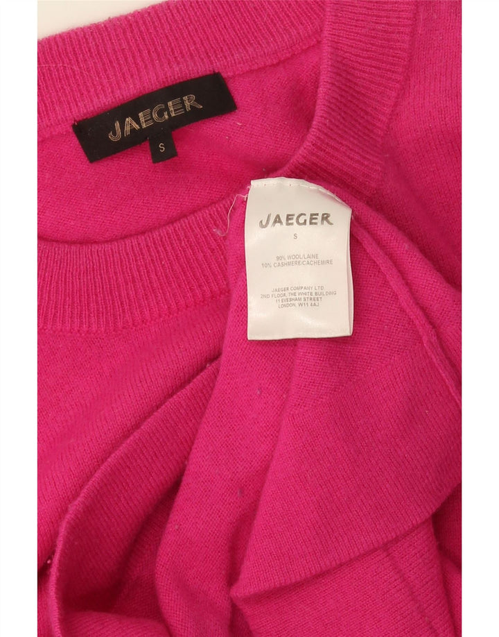 Jaeger Womens Crew Neck Jumper Sweater UK 10 Small Pink Wool