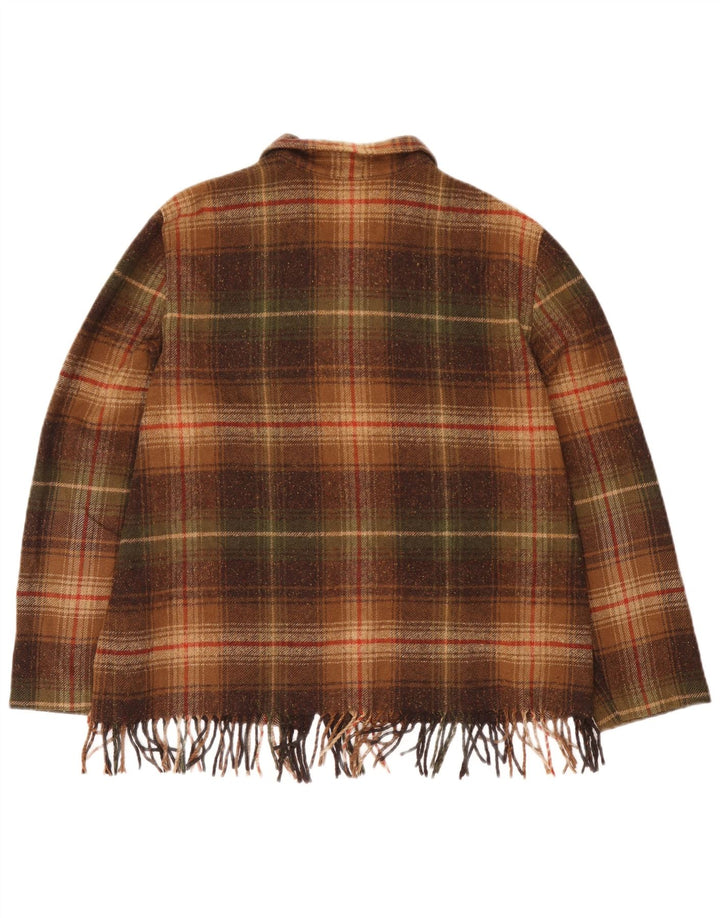 Vintage Womens Overshirt Flannel Shirt UK 12 Medium Brown Check Wool