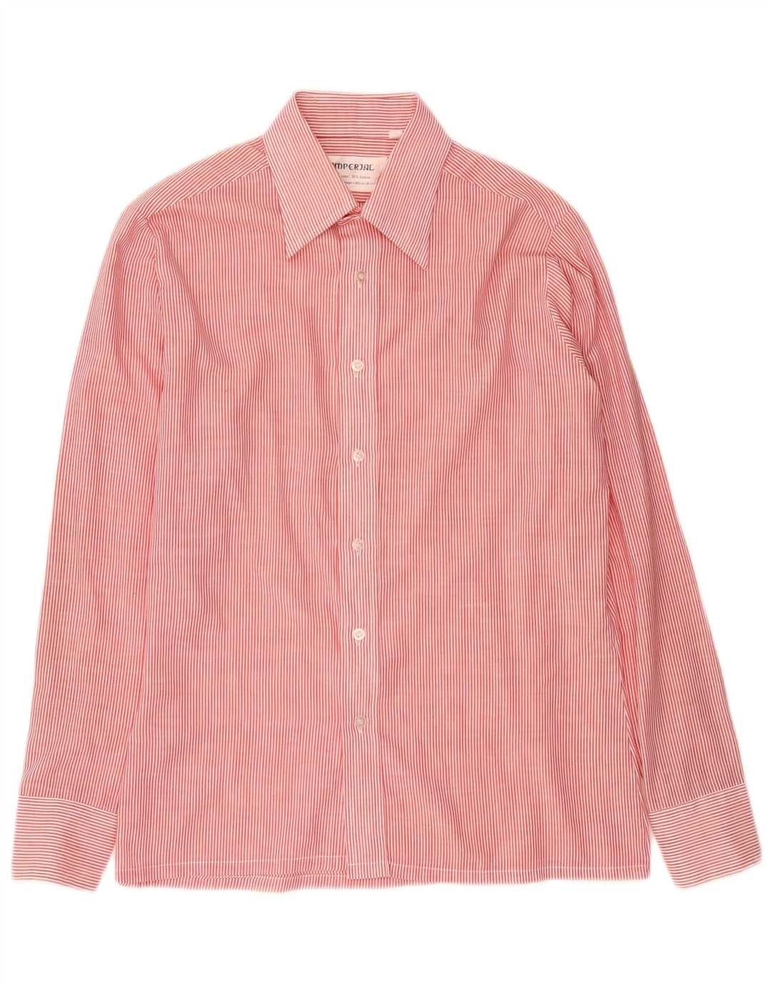 Imperial Mens Shirt Size 39 15 1/2 Medium Red Pinstripe Polyester