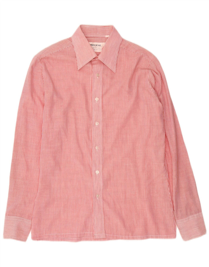 Imperial Mens Shirt Size 39 15 1/2 Medium Red Pinstripe Polyester