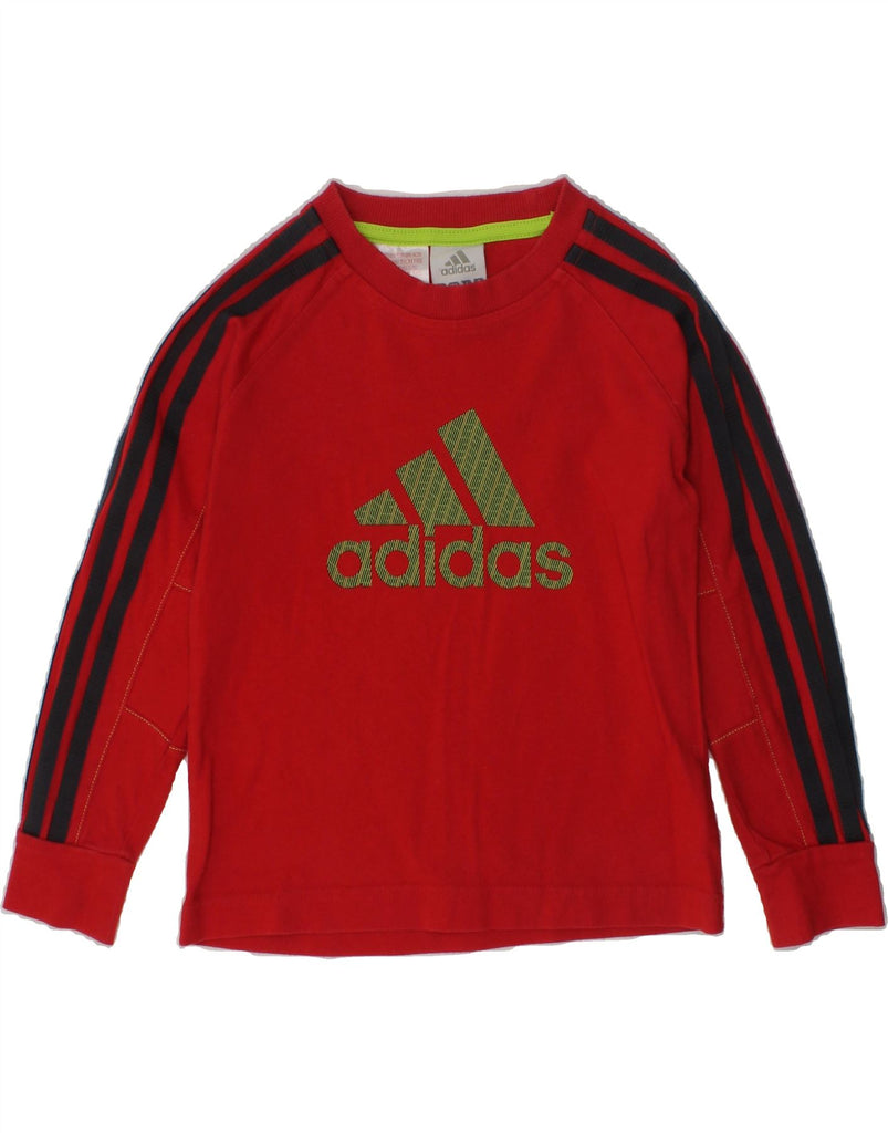 ADIDAS Boys Graphic Top Long Sleeve 3-4 Years Red Cotton | Vintage Adidas | Thrift | Second-Hand Adidas | Used Clothing | Messina Hembry 