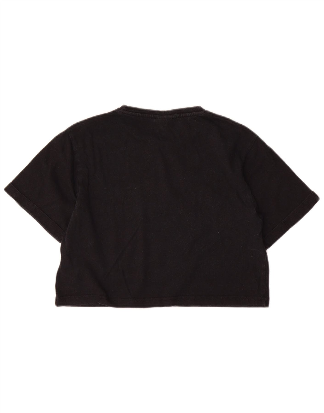 ELLESSE Womens Oversized Crop Graphic T-Shirt Top UK 6 XS Black Cotton