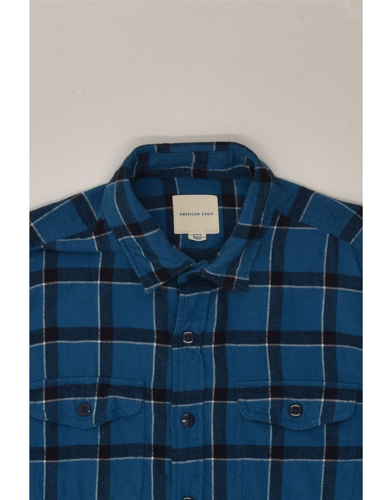 AMERICAN EAGLE Mens Flannel Shirt Medium Blue Check Cotton | Vintage American Eagle | Thrift | Second-Hand American Eagle | Used Clothing | Messina Hembry 