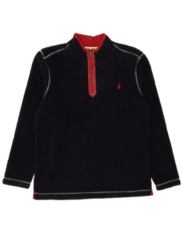 JOULES Mens Zip Neck Fleece Jumper Large Black Polyester