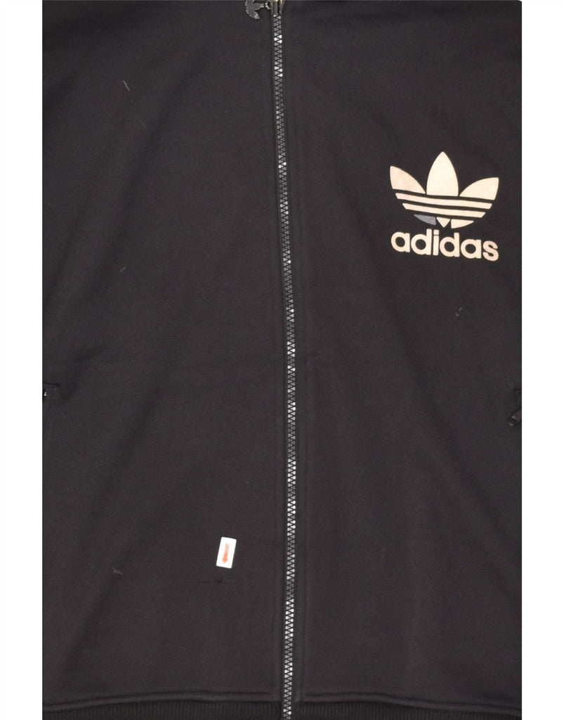 ADIDAS Womens Zip Hoodie Sweater UK 16 Large Black Polyester | Vintage Adidas | Thrift | Second-Hand Adidas | Used Clothing | Messina Hembry 