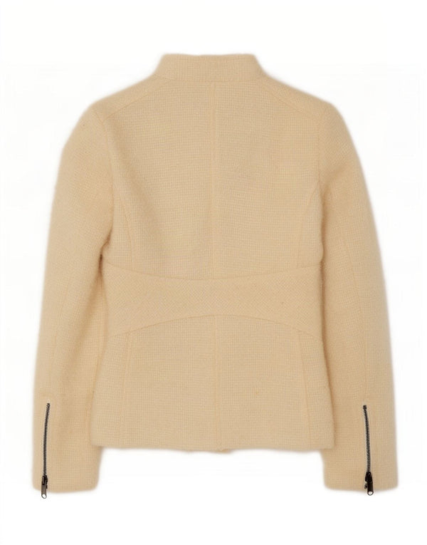 Zara Womens Full Zip Blazer Jacket EU 40 Medium Off White Wool