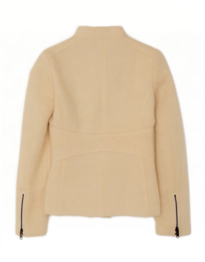 Zara Womens Full Zip Blazer Jacket EU 40 Medium Off White Wool