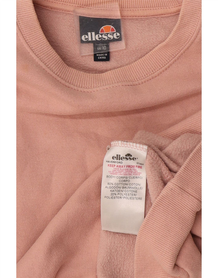 Ellesse Womens Oversized Sweatshirt Jumper UK 10 Small Pink Cotton