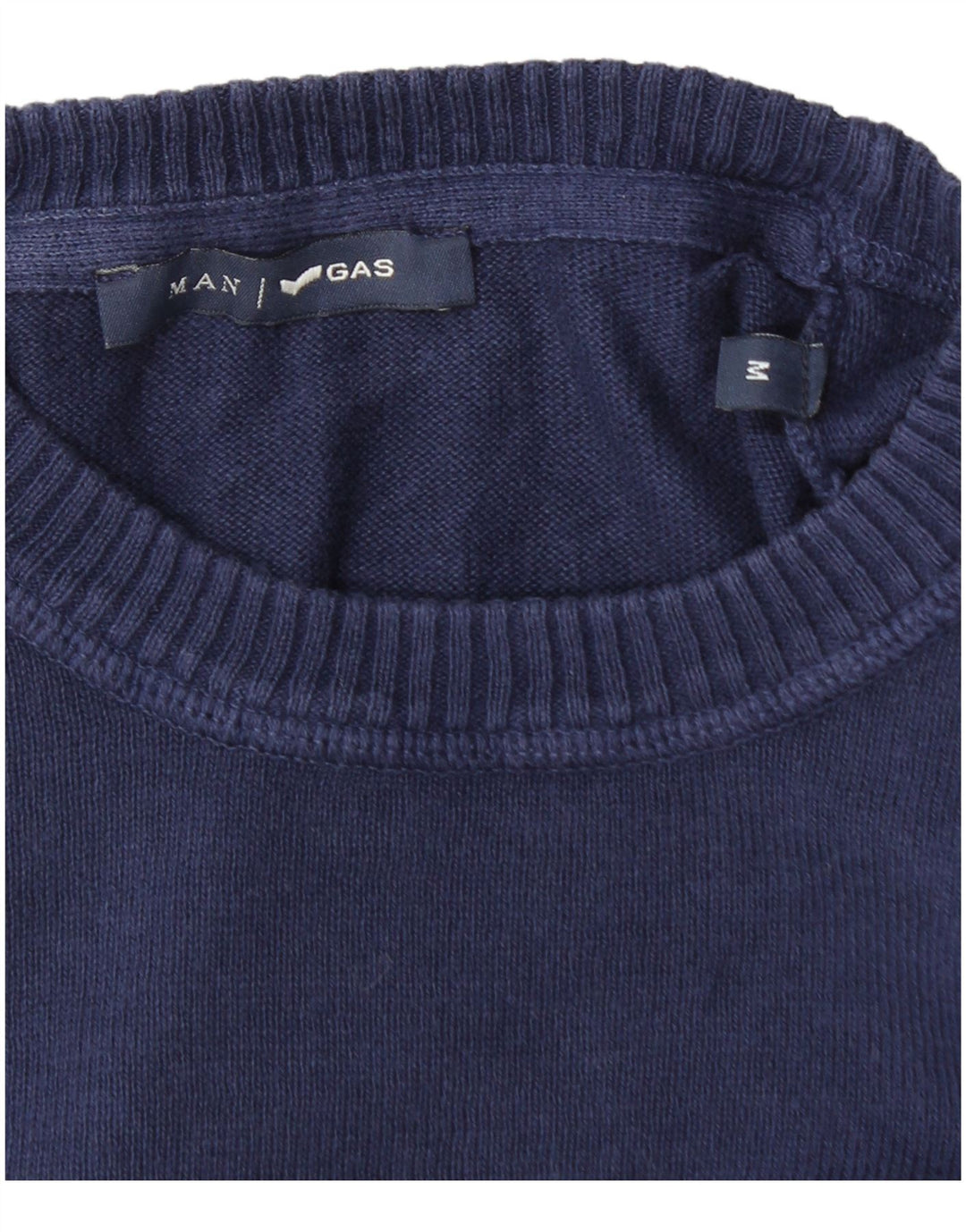 Gas Mens Crew Neck Jumper Sweater Medium Navy Blue Cotton