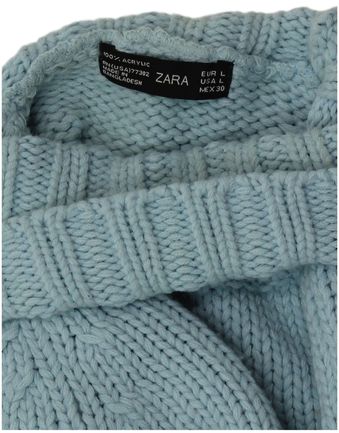 Zara Womens Roll Neck Jumper Sweater UK 14 Large Blue Acrylic