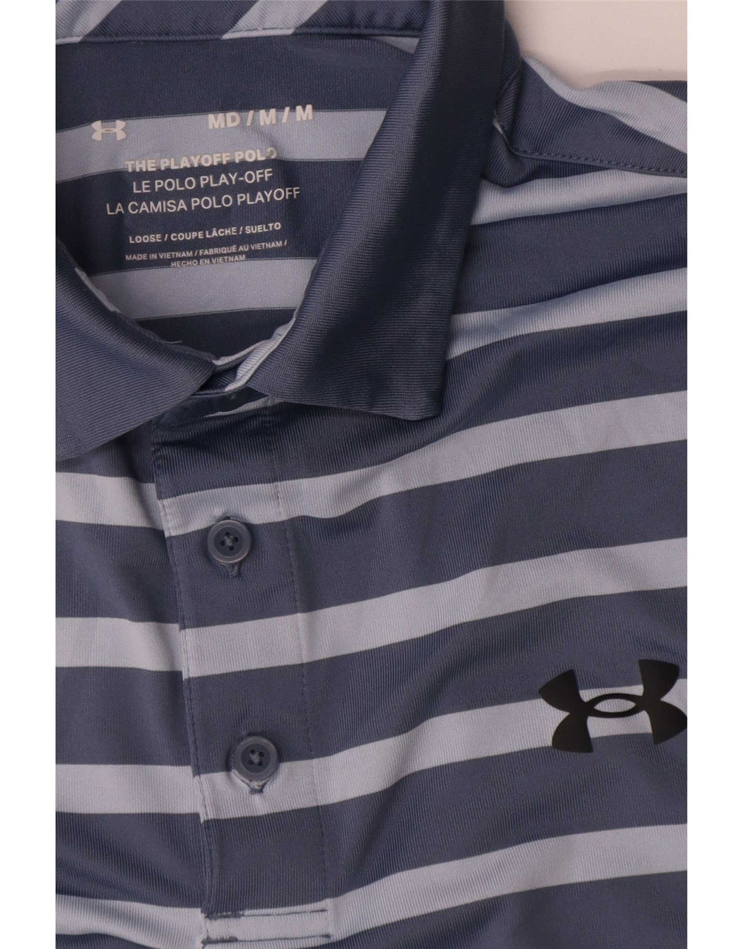 Under Armour Mens Polo Shirt Medium Blue Striped