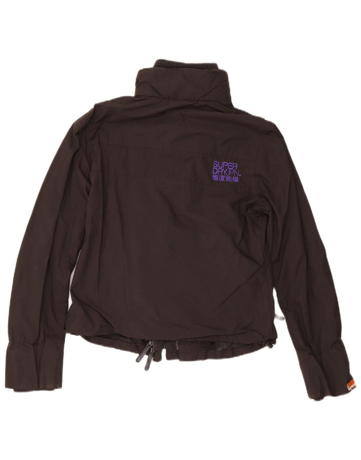 SUPERDRY Womens Windbreaker Jacket UK 14 Large Black Nylon