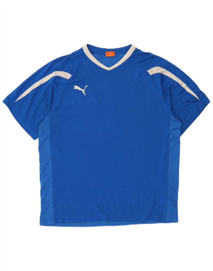 Puma Mens T-Shirt Top Large Blue Colourblock Polyester