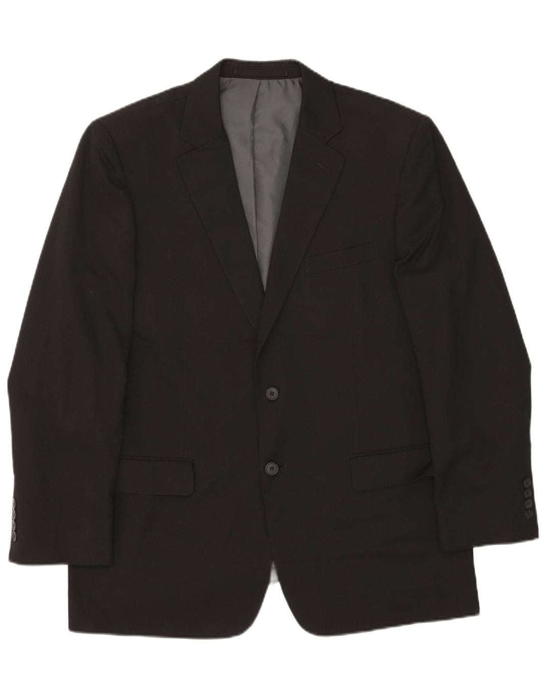 Marks & Spencer Mens 2 Button Blazer Jacket UK 42 Large Black Polyester