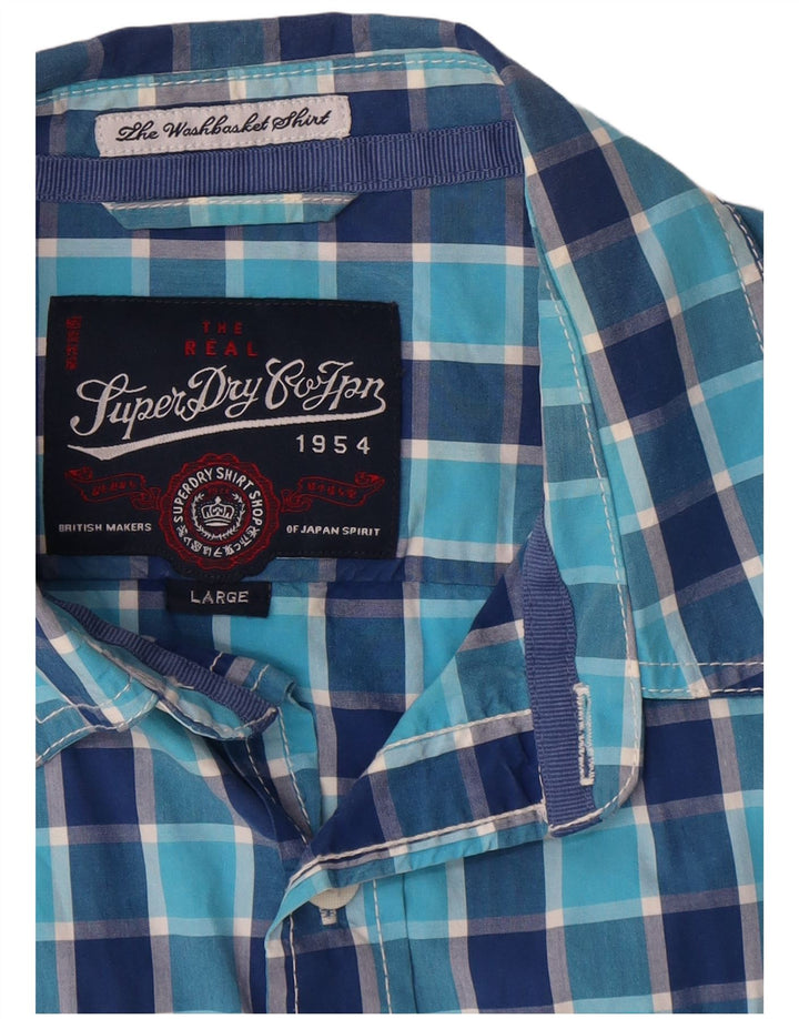 Superdry Mens Shirt Large Blue Check Cotton