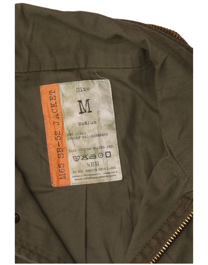 VINTAGE Mens Military Jacket UK 38 Medium Khaki Cotton