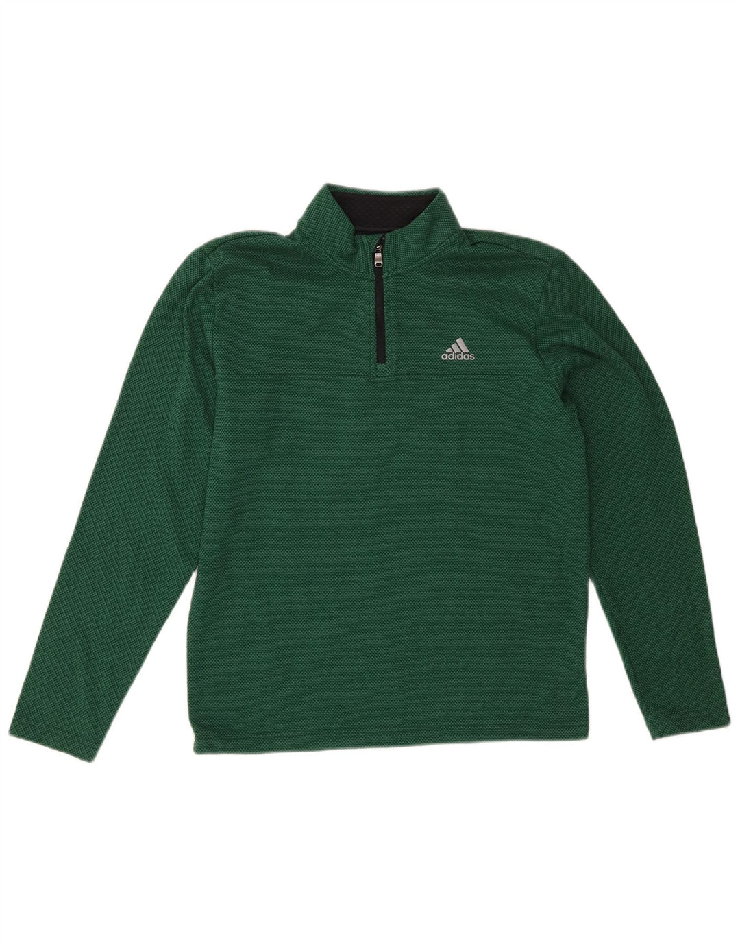 ADIDAS Mens Zip Neck Fleece Jumper Small Green Flecked Polyester
