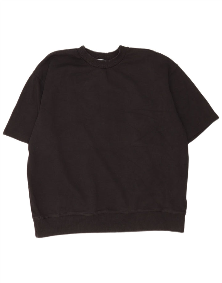 Zara Mens T-Shirt Top UK 16 Large Black Cotton