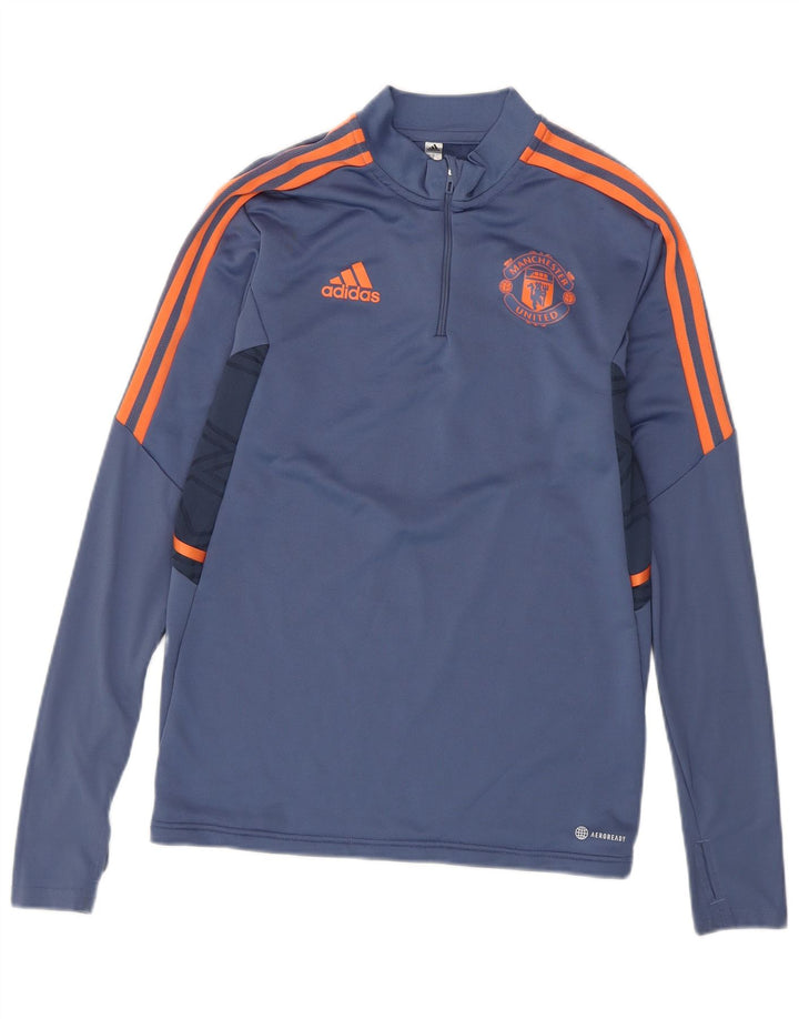 Adidas Mens Manchester United Pullover Tracksuit Top Small Blue Colourblock