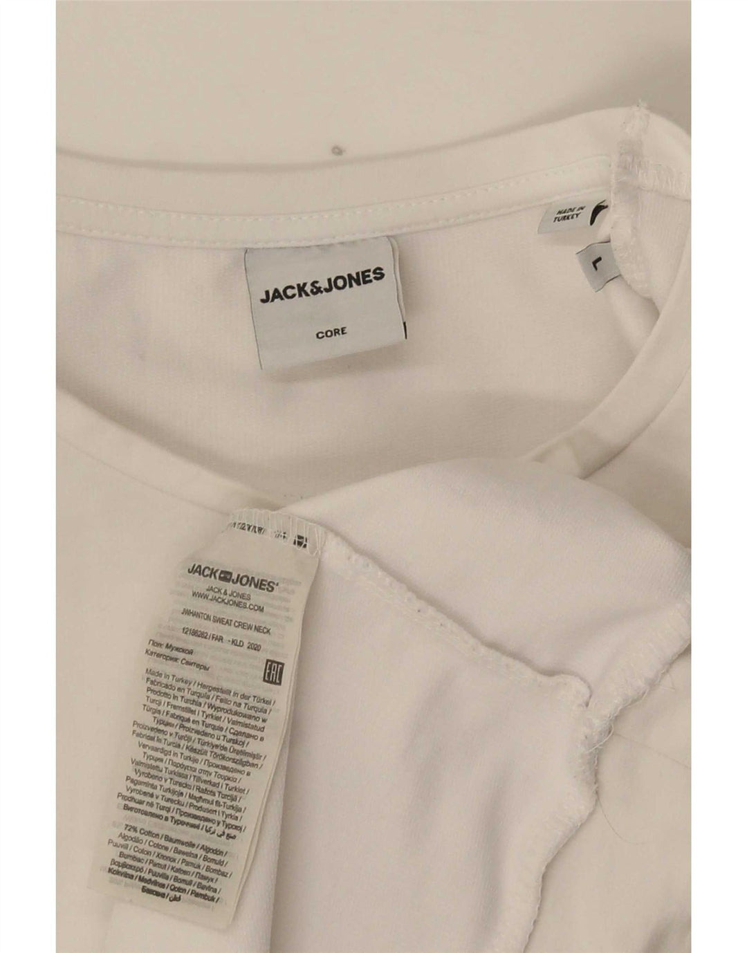 Jack & Jones Mens Graphic Sweatshirt Jumper Large White Cotton
