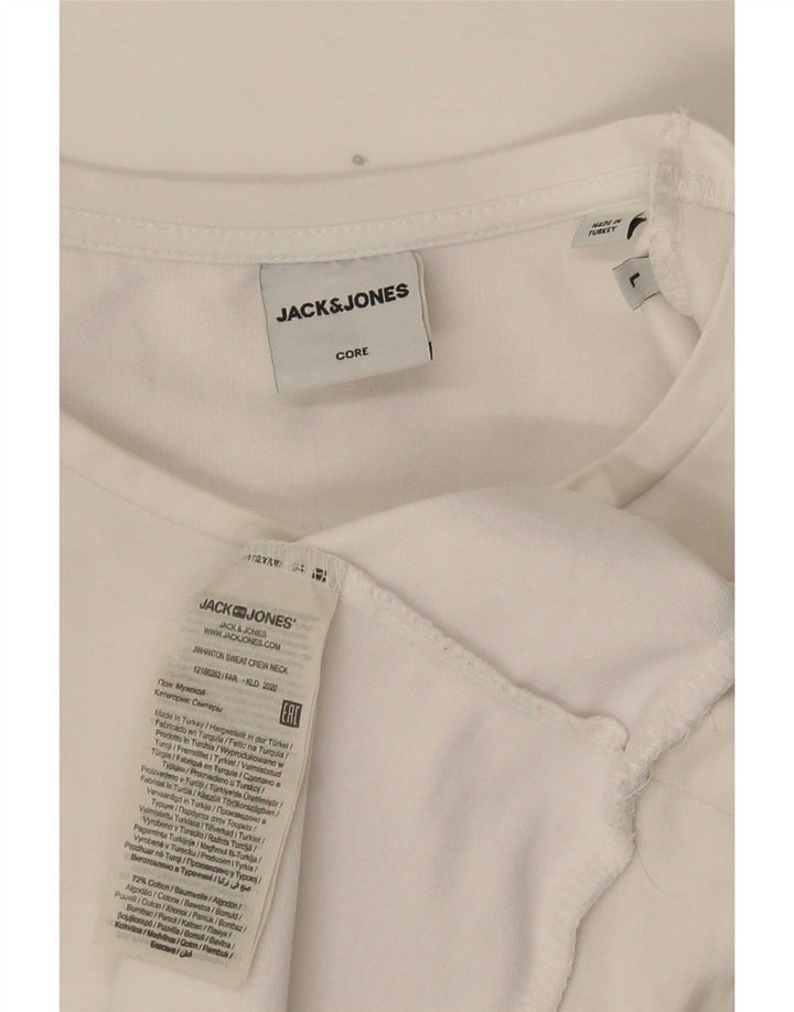 Jack & Jones Mens Graphic Sweatshirt Jumper Large White Cotton