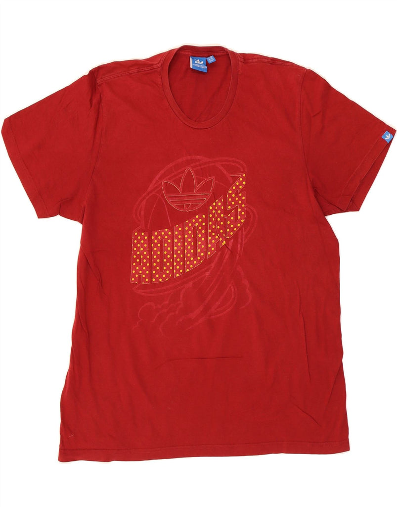ADIDAS Mens Graphic T-Shirt Top 2XL Red Vintage Adidas and Second-Hand Adidas from Messina Hembry 
