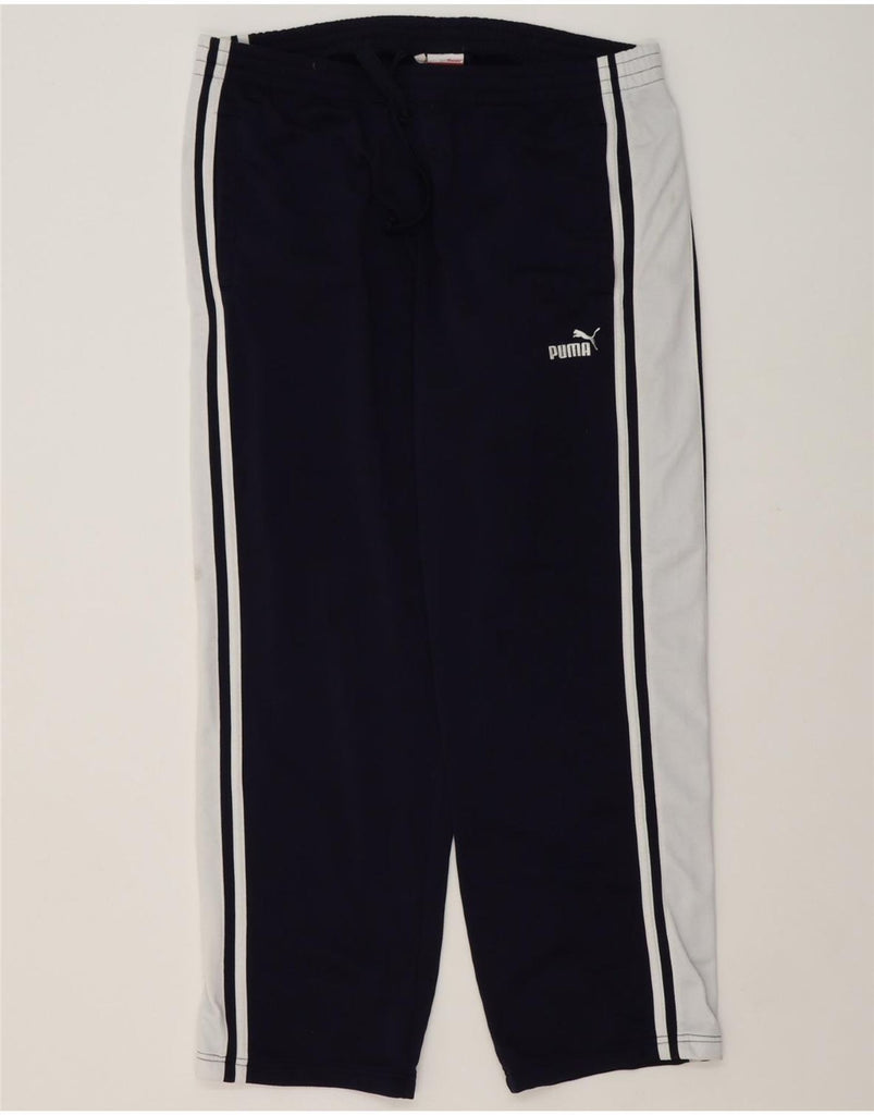 PUMA Mens Tracksuit Trousers Large Navy Blue Colourblock Polyester Vintage Puma and Second-Hand Puma from Messina Hembry 