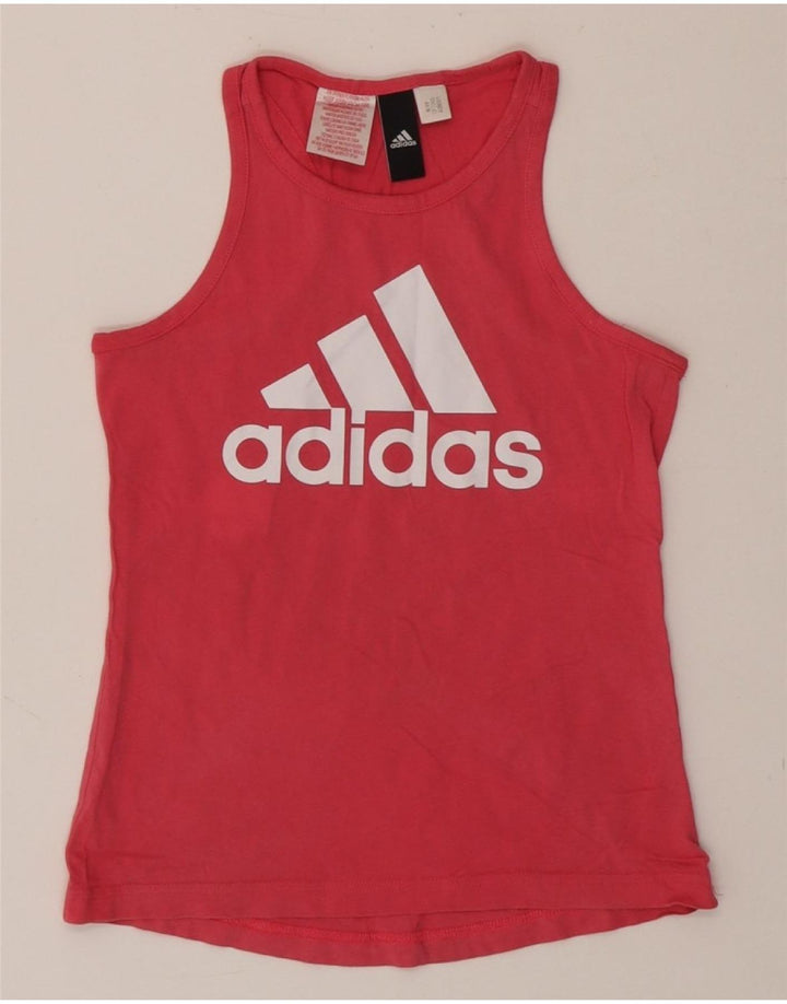 ADIDAS Girls Graphic Vest Top 11-12 Years Red Vintage Adidas and Second-Hand Adidas from Messina Hembry 