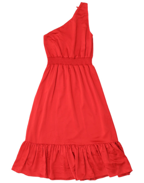 Michael Kors Womens One Shoulder Dress US 2 XS Red Polyester