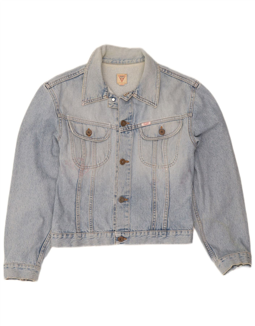 Guess Womens Denim Jacket UK 14 Large Blue Cotton