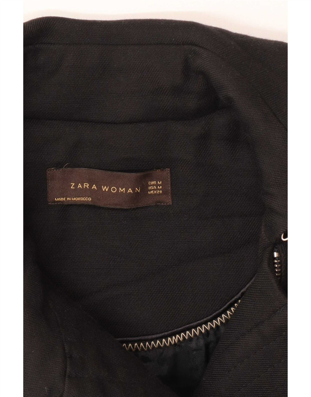 Zara Womens Overcoat UK 12 Medium Black Cotton