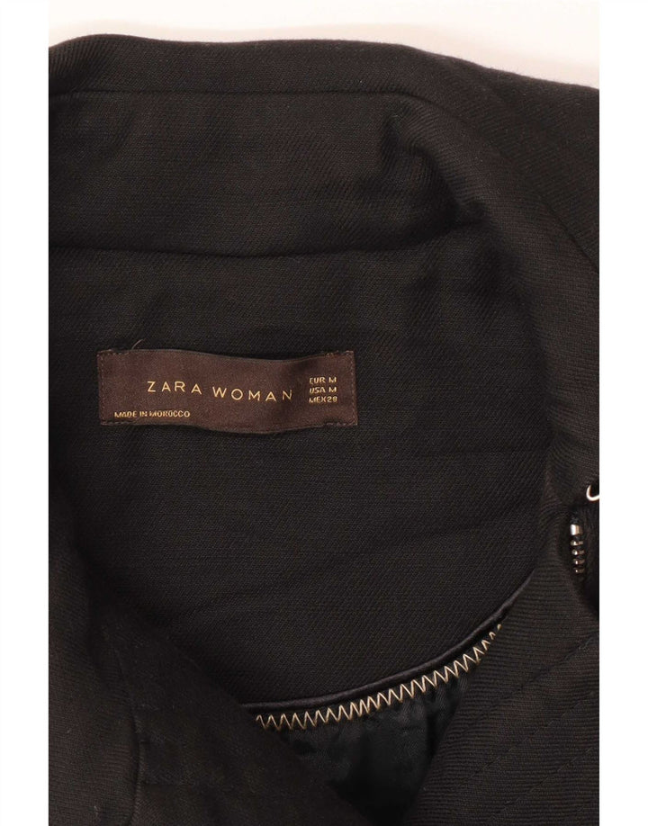 Zara Womens Overcoat UK 12 Medium Black Cotton
