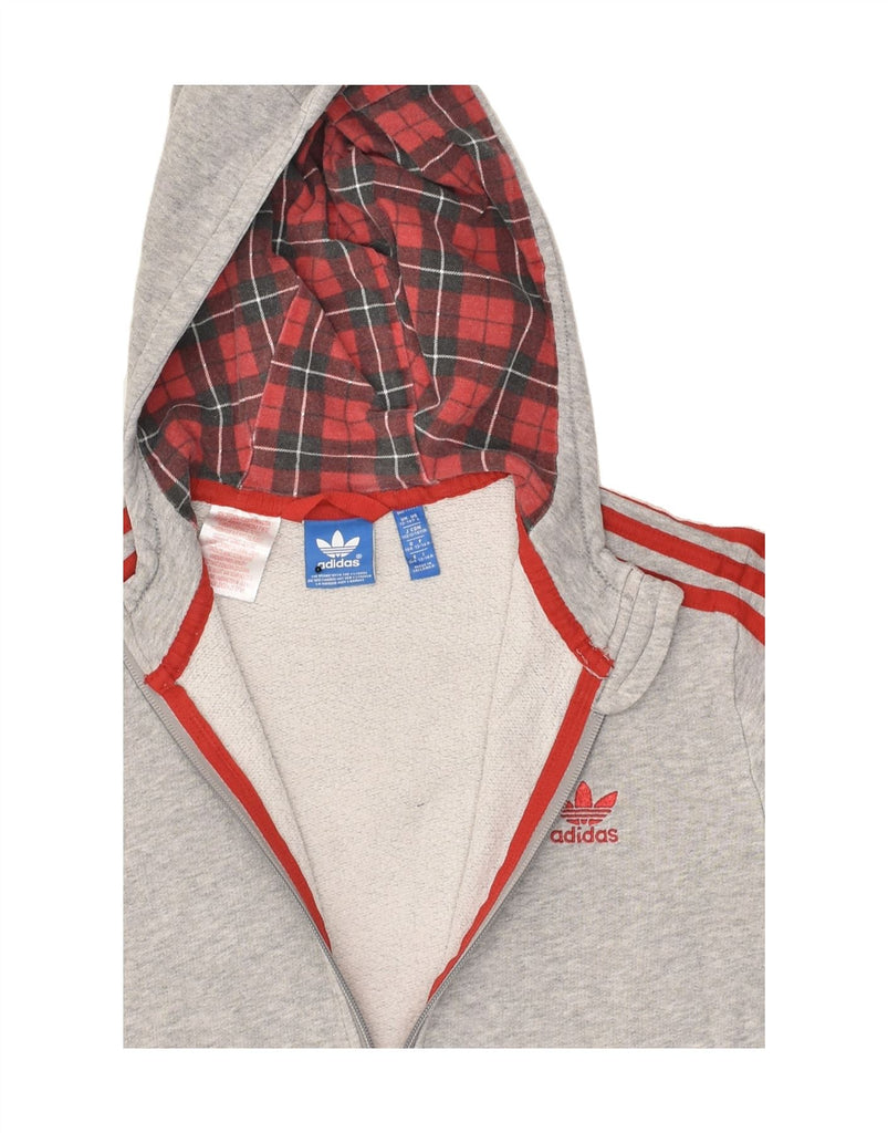 ADIDAS Boys Zip Hoodie Sweater 13-14 Years Grey Cotton | Vintage Adidas | Thrift | Second-Hand Adidas | Used Clothing | Messina Hembry 