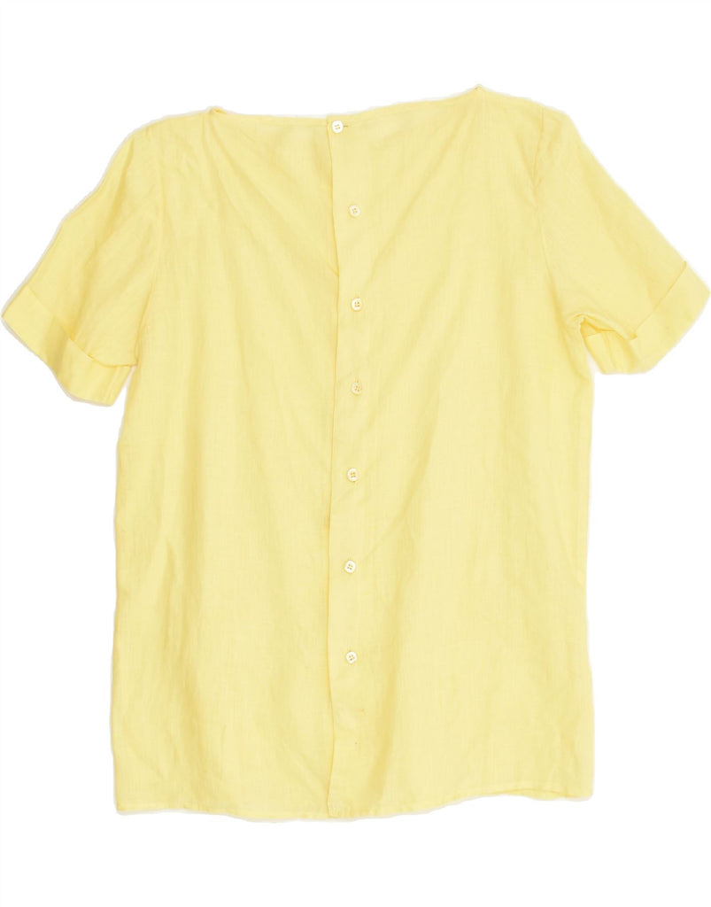 VINTAGE Womens See Through Short Sleeve Shirt Blouse UK 10 Small Yellow | Vintage Vintage | Thrift | Second-Hand Vintage | Used Clothing | Messina Hembry 