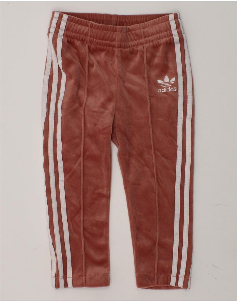 ADIDAS Baby Girls Velour Trousers 12-18 Months Pink Polyester | Vintage Adidas | Thrift | Second-Hand Adidas | Used Clothing | Messina Hembry 