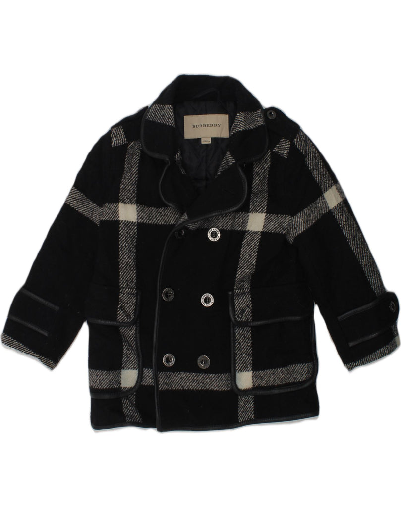 BURBERRY Boys Double Breasted Coat 3-4 Years Black Check Wool | Vintage Burberry | Thrift | Second-Hand Burberry | Used Clothing | Messina Hembry 