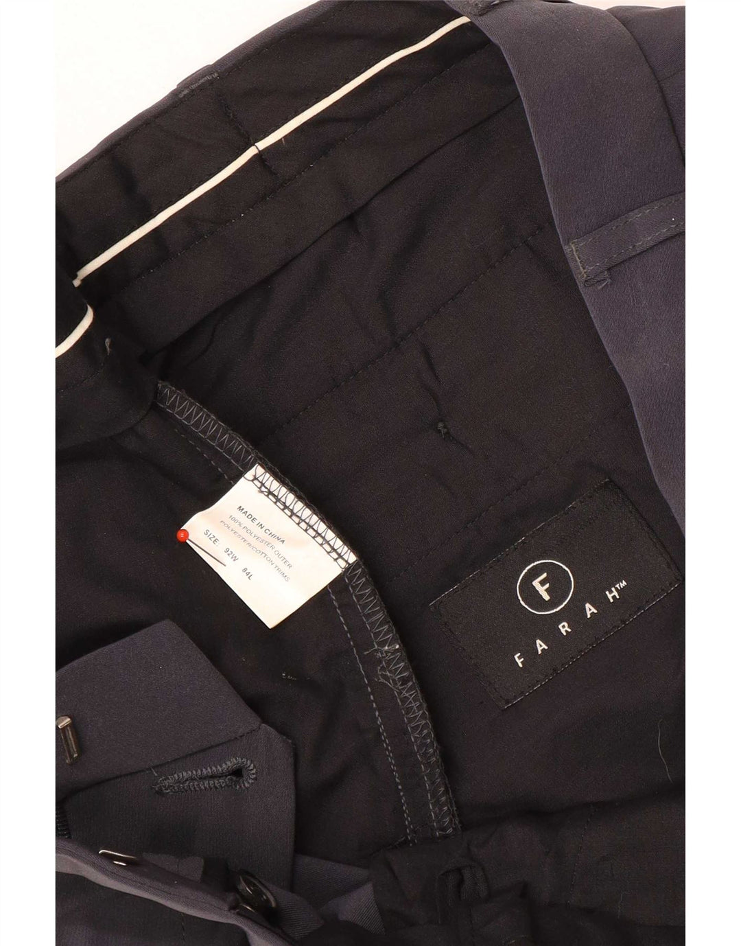 Farah Mens Straight Suit Trousers W34 L32 Grey Polyester